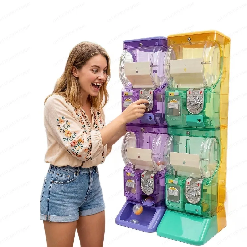 Arcade And Vending - آلة غاشابون شفافة بيضاء ذات طبقتين،