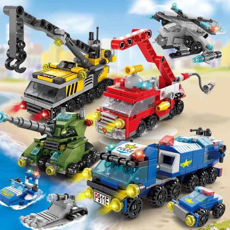 Claw Crane Machine - مكعبات بناء سيارة إطفاء المدينة للأطفال،